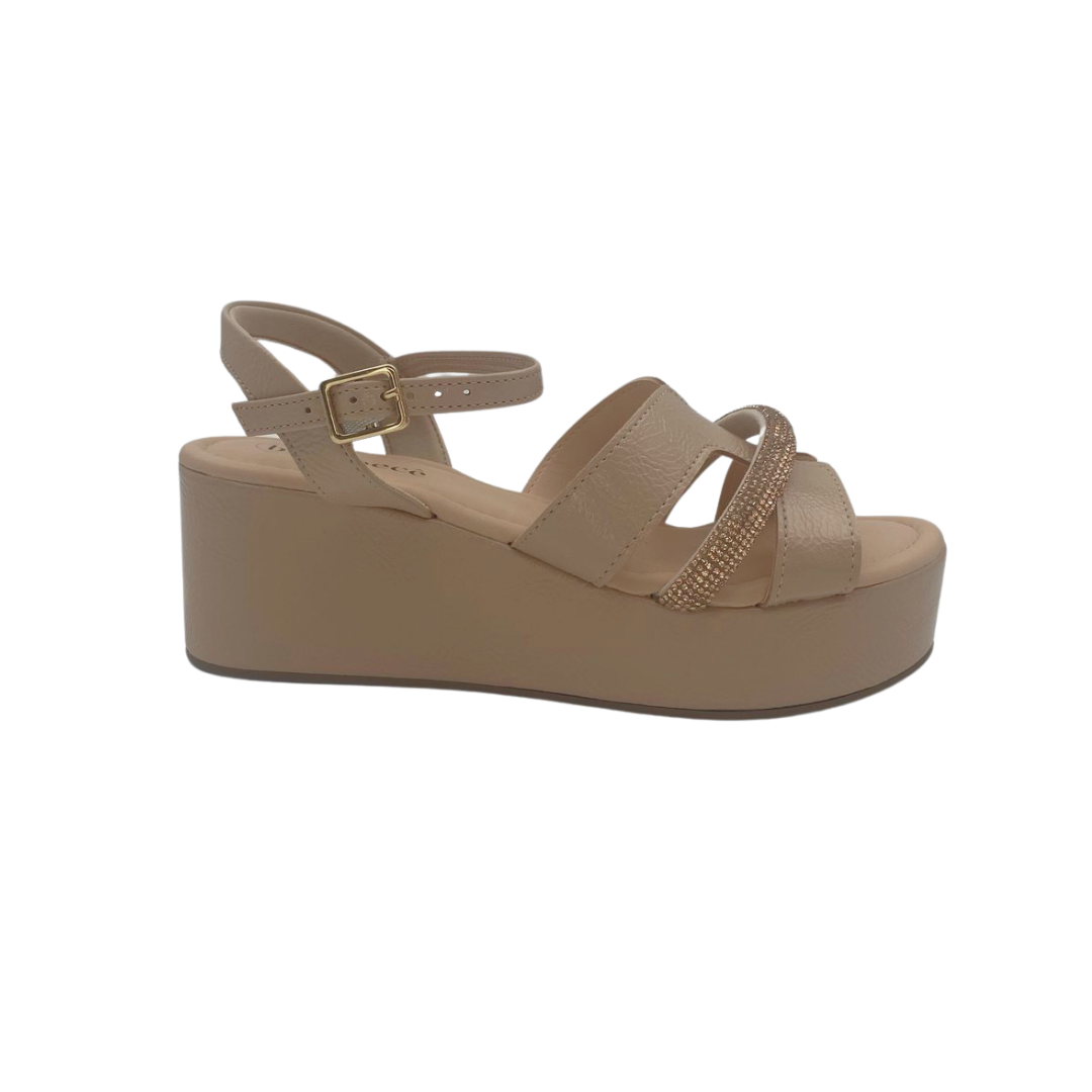 BEBECE SANDALIA DE CUÑA TECIDO JEANS SAFARI AZUL ESCURO 35/39